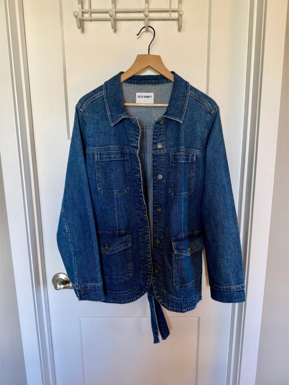 Old Navy Denim Barn Jacket Utility Tie Waist L